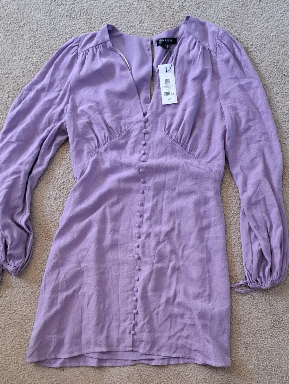 Dynamite Lilac Long-Sleeve V-Neck Mini Dress
